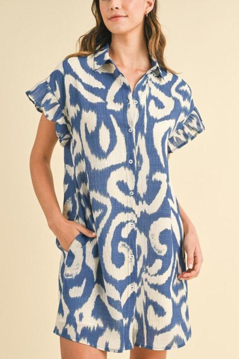 Abstract Button Down Dress